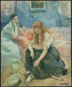 Två kvinnor tvättar sig av Berthe Morisot