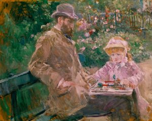 Eugene Manet och hans dotter i Bougival-trädgården av Berthe Morisot