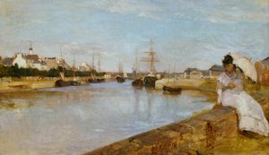 Franska: Vue du petit port de Lorient Hamnen i Lorient av Berthe Morisot