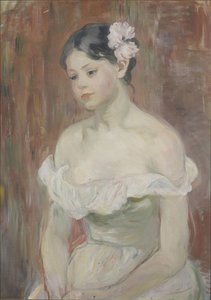 Flicka med dekolletage Blomman i håret av Berthe Morisot