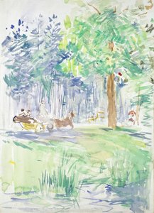 Häst och vagn på en skogsväg, efter 1883 av Berthe Morisot