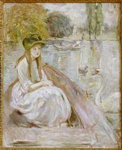 Jeanne Fourmanoir Aside the Lake. Målning av Berthe Morisot av Berthe Morisot