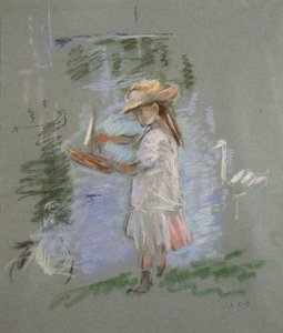 Julie i rosa vid sjön av Berthe Morisot