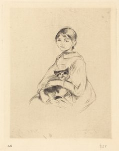 Liten flicka med katt av Berthe Morisot