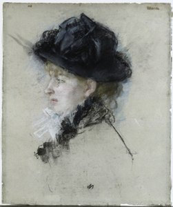 Mademoiselle Louise Rieser i hatt av Berthe Morisot