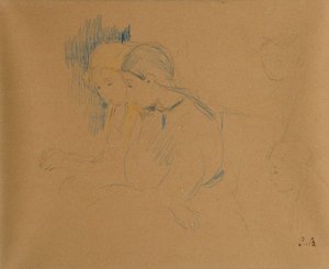 Porträtt av unga flickor (färgade kritor och penna) av Berthe Morisot