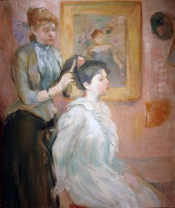 The Coiffure (olja på duk) av Berthe Morisot