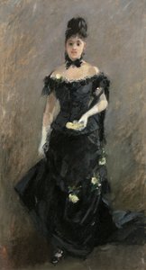 Kvinna i svart eller före teatern, 1875 av Berthe Morisot