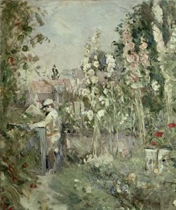Ung pojke i stockrosorna av Berthe Morisot