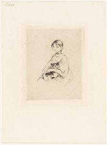 Ung flicka med katt av Berthe Morisot