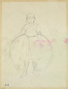 Ung flicka med en ring, 1888 (grafit på papper) av Berthe Morisot