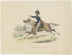 Belgisk generalmajor, 1830 Belgisk generalmajor (titel på objekt) Belgiska dräkter: antika och moderna, militära, civila och religiösa, 1830 (serietitel) av Bertrand