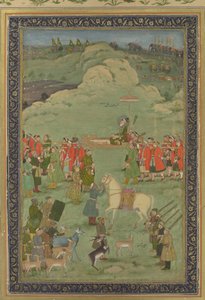 Kejsaren Aurangzeb bar på en Palanquin, ca. 1705-20. av Bhavanidas