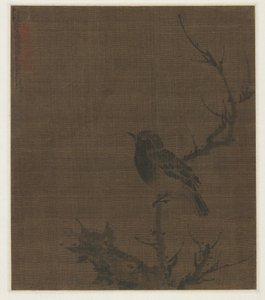 Sovande fågel på en Prunus-gren, 1400-talet. av Bian Wenjin