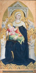 Krönt madonna med barn och fyra änglar, ca 1433 (tempera och bladguld på pannå) av Bicci di Lorenzo