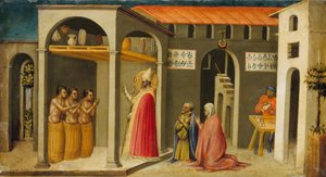 Saint Nicholas återupplivar tre ungdomar, 1433-35.