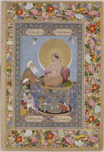 Jahangir föredrar en sufi sheikh framför kungar, ca. 1618