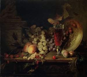 Stilleben med frukt, glas vin, 1863 av Blaise-Alexandre Desgoffe