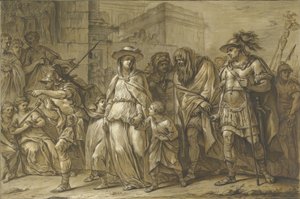 Julius Sabinus och Epponina fördes till fånga genom Rom med sina två barn av Blaise Nicolas Lesueur
