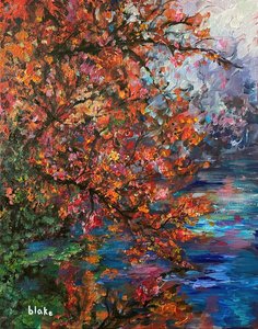 Autumn River, ca 2021 (Akryl på duk) av Blake Munch