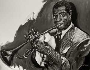Louis Armstrong, c.2021 (Akryl på duk) av Blake Munch