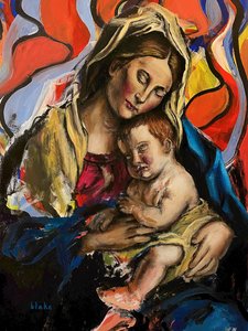 Madonna And Child, c.2020 (Akryl på duk) av Blake Munch