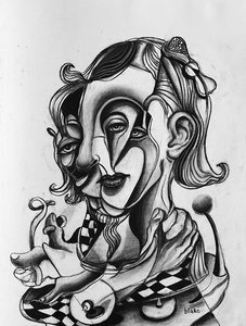 Picasso In Love, c.2021 (Charcoal on paper)