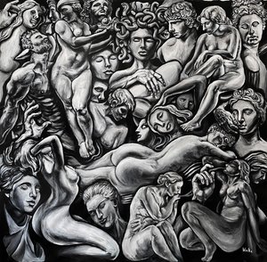 Dionysos krönikor nummer 6, c.2021 (Akryl på duk) av Blake Munch