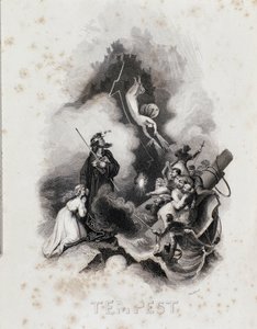 Blanchard gravyr för första akten av William Shakespeares Stormen (gravyr av Blanchard Blanchard