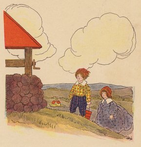 Barnkammarramsa: Jack och Jill (färglitografi) av Blanche Fisher Wright