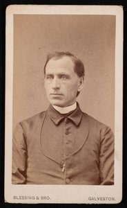 Porträtt av pastor Joseph Celestine Carrier 1833-1904, före 1876. av Blessing and Bro