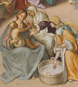 Centralskepp, andra nordspann, Jungfruns födelse, Boccaccio Boccaccino 1514-15, detalj