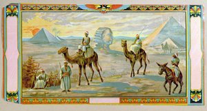 Sfinxen och pyramiderna, etikett från en fez-låda, ca 1910 av Bohemian School