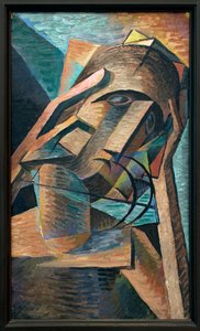 Meditation. Målning av Bohumil Kubista (1884-1918), Olja på duk 1915. Tjeckisk konst 1900-talet. Veletrzni-palatset (mässpalatset), Prag (Tjeckien).