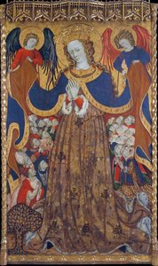 La Vierge de Misericorde - Peinture de Bonanat Zaortiga (actif 15eme siecle), tempera på trä (223x126,8 cm), omkring 1430 - Virgin of Mercy, Tempera på panel av Bonanat Zaortiga, ca 1430 - Museu Nacional d