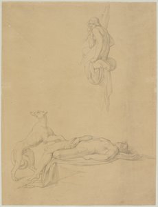 Aktstudier i Ovidius "Narcissus och eko" av Bonaventura Genelli
