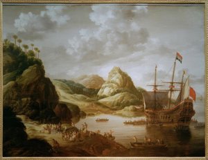 Landning av en tremaster på en sydkust