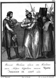 Ivan den förskräcklige får ett brev från Andrey Kurbsky. 1564 Från Illustrerad Karamzin, 1836
