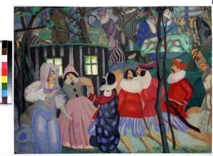 The Conquerors (The Conquerors). Verk av Boris Dmitrievich Grigoriev (1886-1939), gouache på kartong av Boris Dmitrievich Grigoriev
