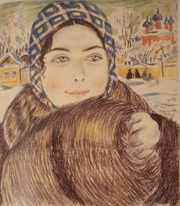 En ung köpman i en rutig halsduk, 1919 av Boris Mikhailovich Kustodiev