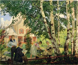 Hjemme, 1914-18 swed av Boris Mikhailovich Kustodiev