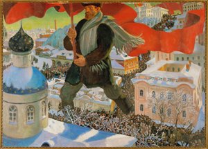 Bolsjevik (olja på duk) av Boris Mikhailovich Kustodiev