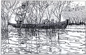 Illustration till dikten Farfar Mazay och hararna av N. Nekrasov, 1910 av Boris Mikhailovich Kustodiev