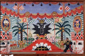 Scenografi för teaterpjäsen Loppan av E. Zamyatin, 1925-1926 av Boris Mikhailovich Kustodiev