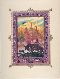 Illustration till sagan Marya Morevna (Maria des mers) av Zvorykin, Boris Vasilievich (1872-efter 1935), ca. 1925 - Färglitografi, 27,3x20,5 - Privat samling