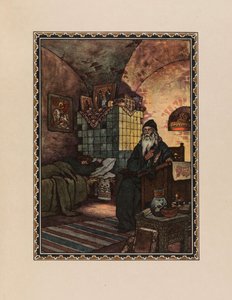 Pimen. Illustration till dramat Boris Godunov av A. Pushkin, 1927. av Boris Vasilievich Zvorykin