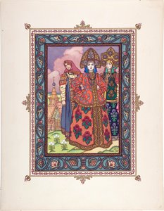 Vassilissa la Belle (Vassilissa la tres Belle) - Illustration till sagan Vasilisa den vackra par Zvorykin, Boris Vasilievich (1872-efter 1935), ca. 1925 - Färglitografi, 27,3x20,5 - Privat samling