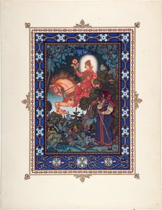 Vassilissa la Belle (ou Vassilissa la tres belle) - Illustration till sagan Vasilisa den vackra par Zvorykin, Boris Vasilievich (1872-efter 1935), ca. 1925 - Färglitografi, 27,3x20,5 - Privat samling