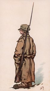 Ung soldat från Röda armén, ryska inbördeskriget (färg litho)