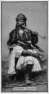 En bosnisk soldat, från ett fotografi från sent 1800-tal av Bosnian Photographer